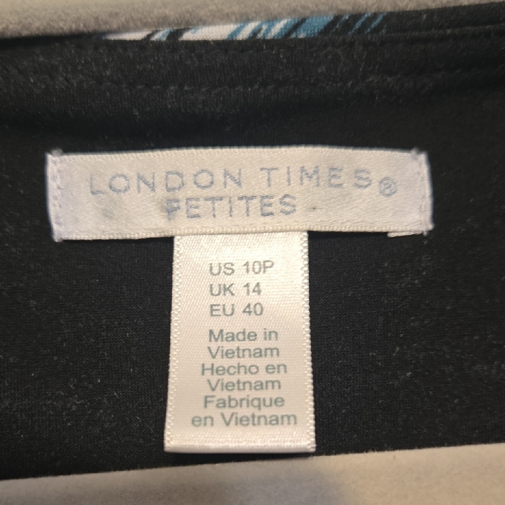 London Times Black and White Geometric Midi Dress - Picture 2 of 5